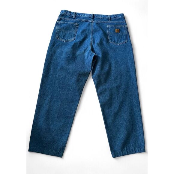 Carhartt Men’s Denim Blue Relaxed Fit Jeans SZ 44X34 Cotton Straight Leg - Picture 3 of 9